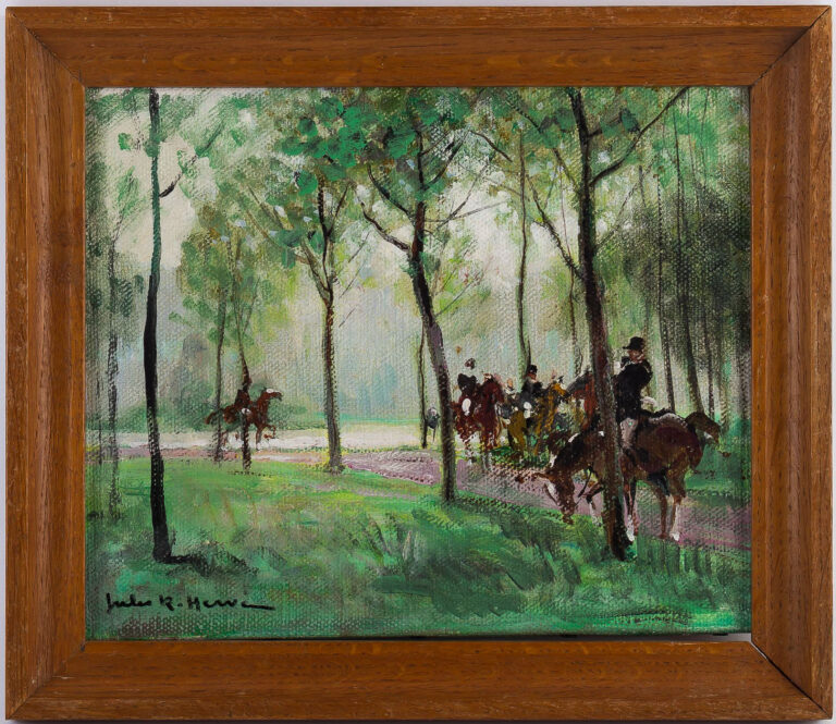 Jules René Hervé huile sur toile Promenade à Cheval en Lorraine vers 1920-1930