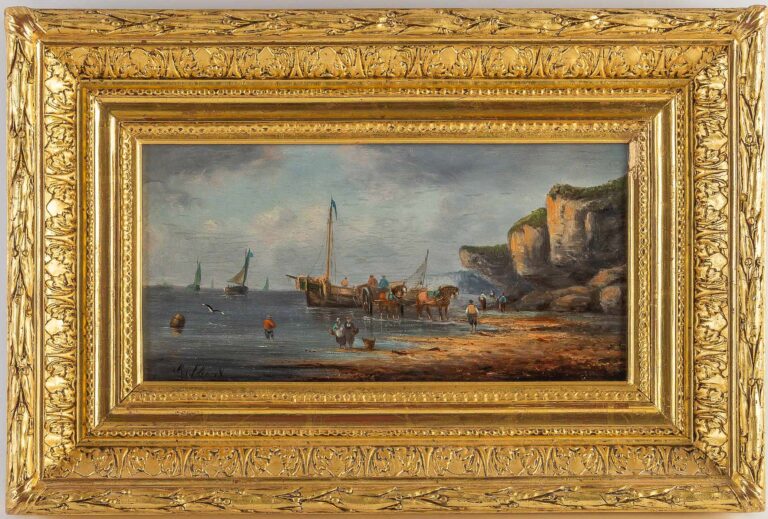 Pierre Julien GILBERT Huile sur panneau Les Pêcheurs vers 1820-1850