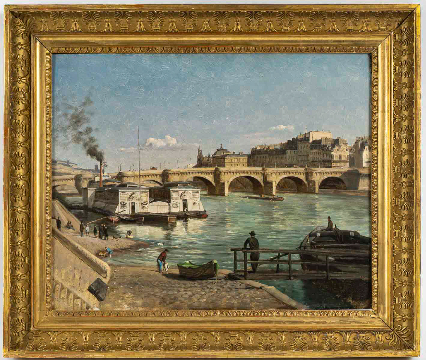 Toile Et Cadre - Reproduction Henri Martin 'Lagny, Le Pont Et Les Bateaux-lavoirs Sur La Marne' - Style Impressionniste - Prêt à Accrocher
